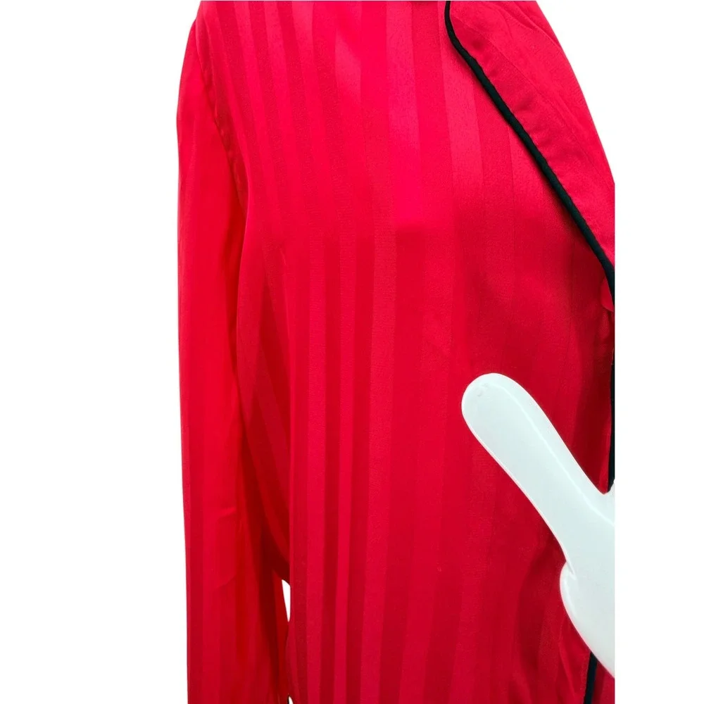 House of Harlow 1960 Red Satin Shadow Stripe Pajama Set Large Button Down Pants